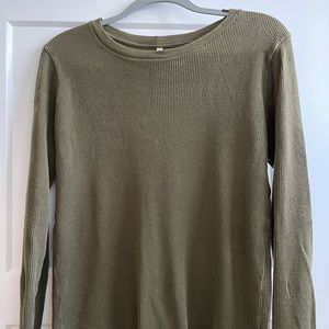 Christina Lehr Army Green Waffle Knit 100% Cotton Top - Size 3